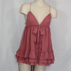 Victoria Secret Pink sleeveless button up polyester top size large